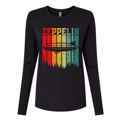 Zeppelin 70s 80s Dirigible Airship Zepelin Zepplin Womens Cotton Relaxed Long Sleeve T-Shirt