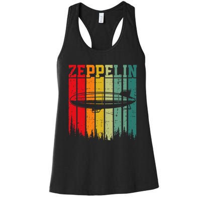 Zeppelin 70s 80s Dirigible Airship Zepelin Zepplin Women's Racerback Tank