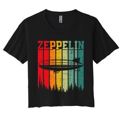 Zeppelin 70s 80s Dirigible Airship Zepelin Zepplin Women's Crop Top Tee