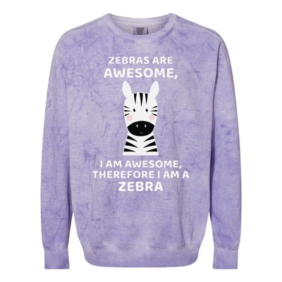 Zebras Are Awesome Zebra Colorblast Crewneck Sweatshirt