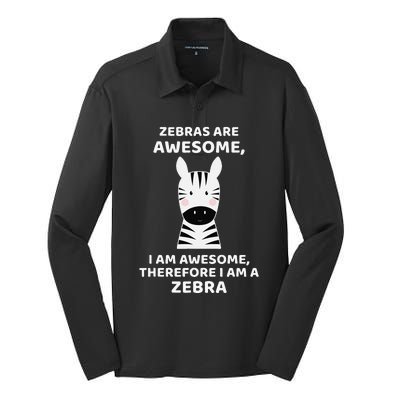 Zebras Are Awesome Zebra Silk Touch Performance Long Sleeve Polo