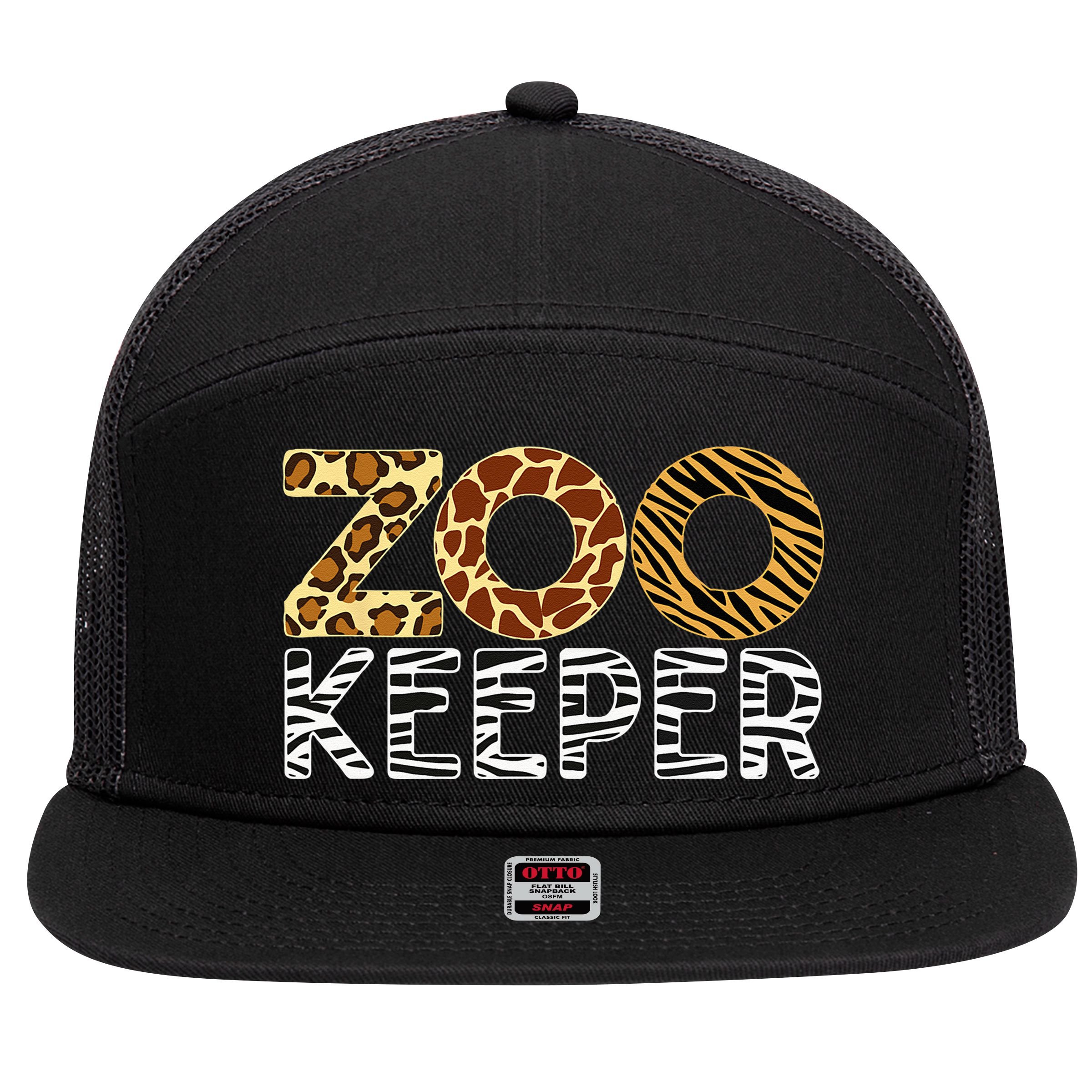 Zookeeper African Animals Zebra Wild Print Savanna Costume 7 Panel Mesh Trucker Snapback Hat