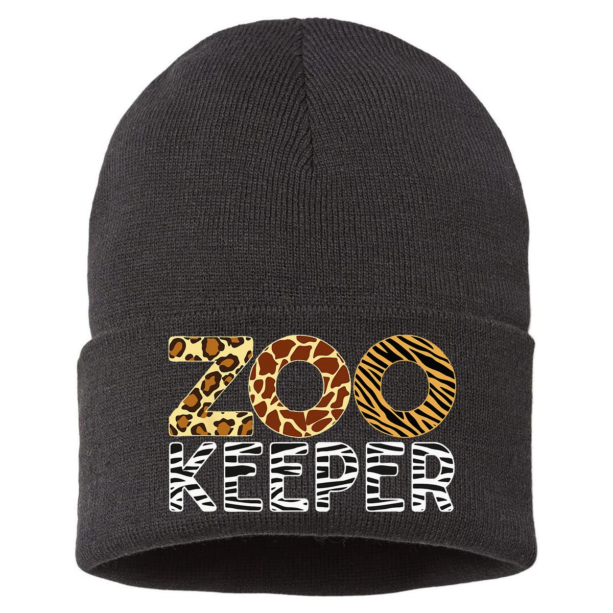 Zookeeper African Animals Zebra Wild Print Savanna Costume Sustainable Knit Beanie
