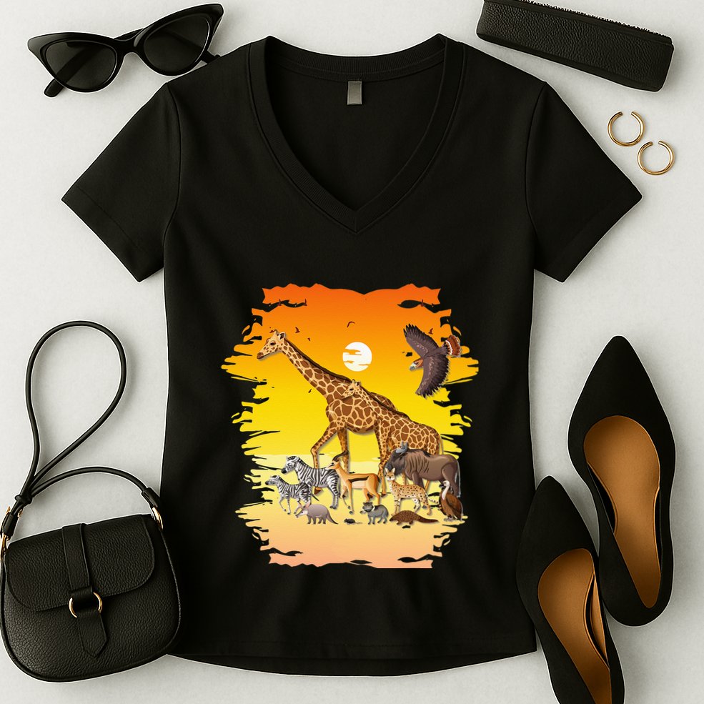 Zookeeper Africans Animal Jungle Safari Zoo Keeper Women's V-Neck T-Shirt