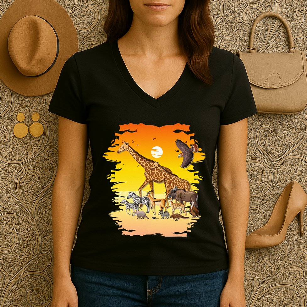 Zookeeper Africans Animal Jungle Safari Zoo Keeper Women's V-Neck T-Shirt