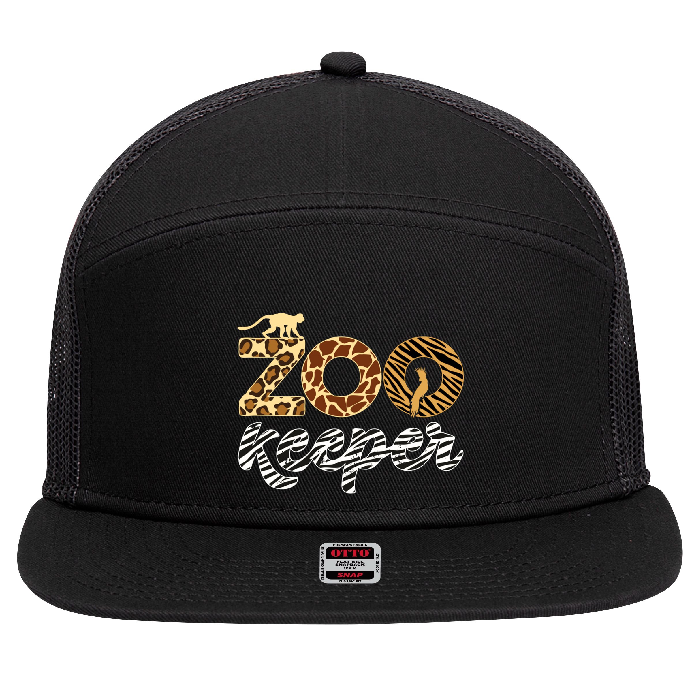 Zookeeper African Animal Zebra Leopard Print Savanna Life Gift 7 Panel Mesh Trucker Snapback Hat