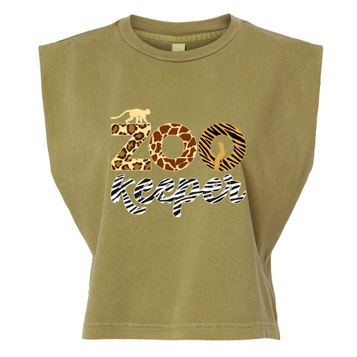 Zookeeper African Animal Zebra Leopard Print Savanna Life Gift Garment-Dyed Women's Muscle Tee
