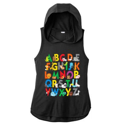 Zoo Animal Alphabet ABCs Learning Ladies PosiCharge Tri-Blend Wicking Draft Hoodie Tank