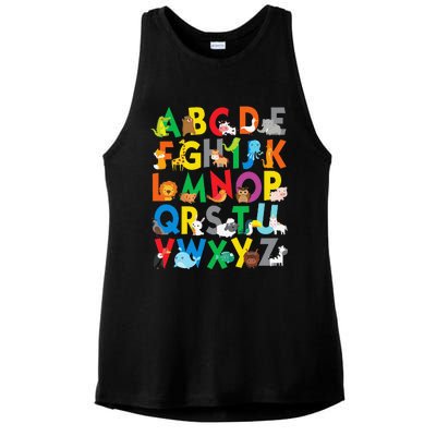 Zoo Animal Alphabet ABCs Learning Ladies PosiCharge Tri-Blend Wicking Tank