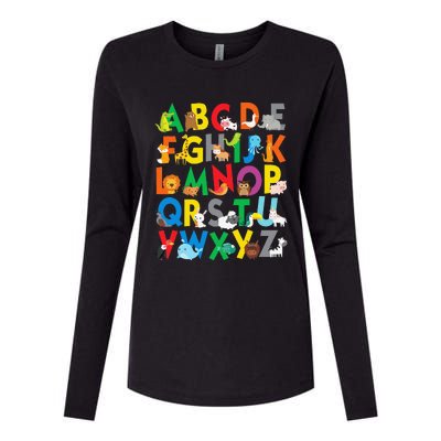 Zoo Animal Alphabet ABCs Learning Womens Cotton Relaxed Long Sleeve T-Shirt