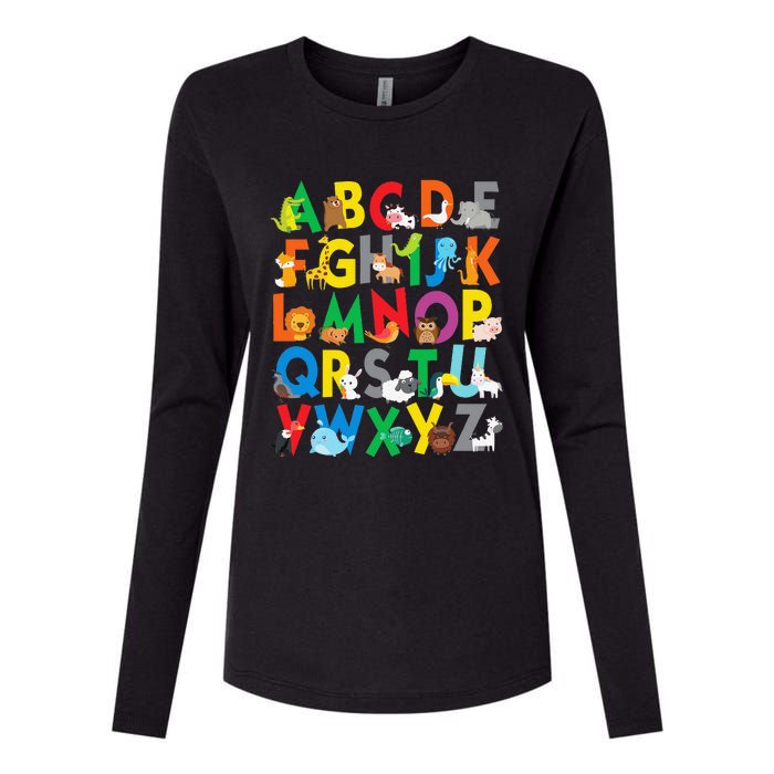 Zoo Animal Alphabet ABCs Learning Womens Cotton Relaxed Long Sleeve T-Shirt