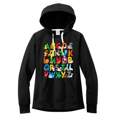 Zoo Animal Alphabet ABCs Learning Women's Fleece Hoodie