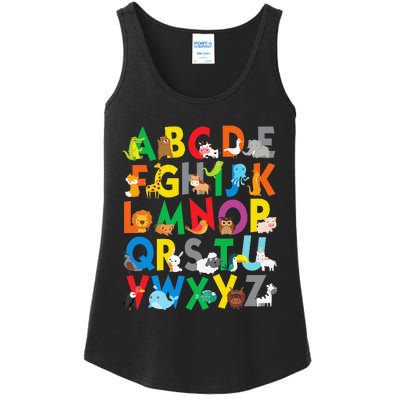 Zoo Animal Alphabet ABCs Learning Ladies Essential Tank