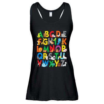 Zoo Animal Alphabet ABCs Learning Ladies Essential Flowy Tank