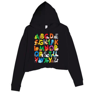 Zoo Animal Alphabet ABCs Learning Crop Fleece Hoodie