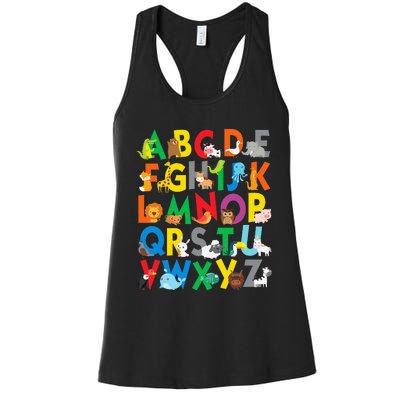 Zoo Animal Alphabet ABCs Learning Women's Racerback Tank