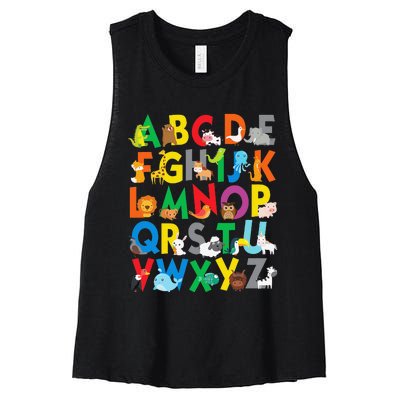 Zoo Animal Alphabet ABCs Learning Women's Racerback Cropped Tank