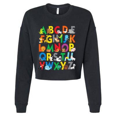 Zoo Animal Alphabet ABCs Learning Cropped Pullover Crew