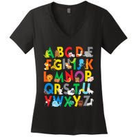 Zoo Animal Alphabet ABCs Learning Women's V-Neck T-Shirt