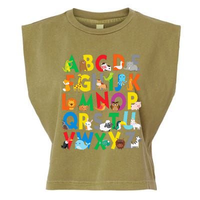 Zoo Animal Alphabet ABCs Learning Garment-Dyed Women's Muscle Tee