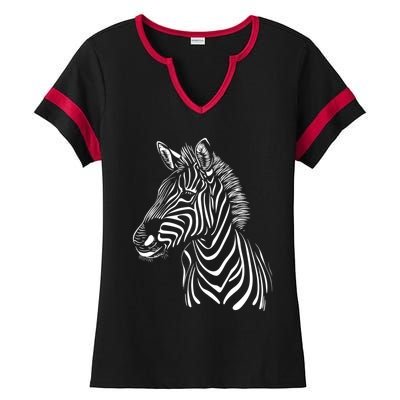 Zebra African Animal Zoo Keeper Zebra Lover Cute Gift Ladies Halftime Notch Neck Tee