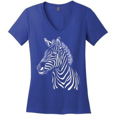 Zebra African Animal Zoo Keeper Zebra Lover Cute Gift Women's V-Neck T-Shirt