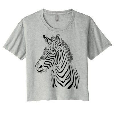 Zebra African Animal Zoo Keeper Zebra Lover Cute Gift Women's Crop Top Tee