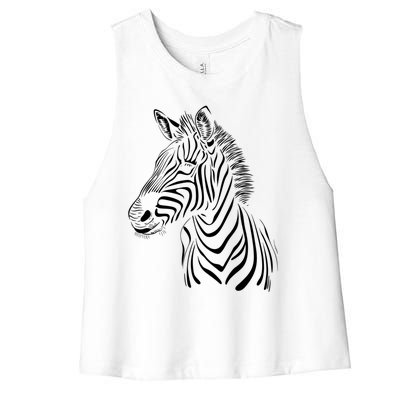 Zebra African Animal Zoo Keeper Zebra Lover Cute Gift Women's Racerback Cropped Tank