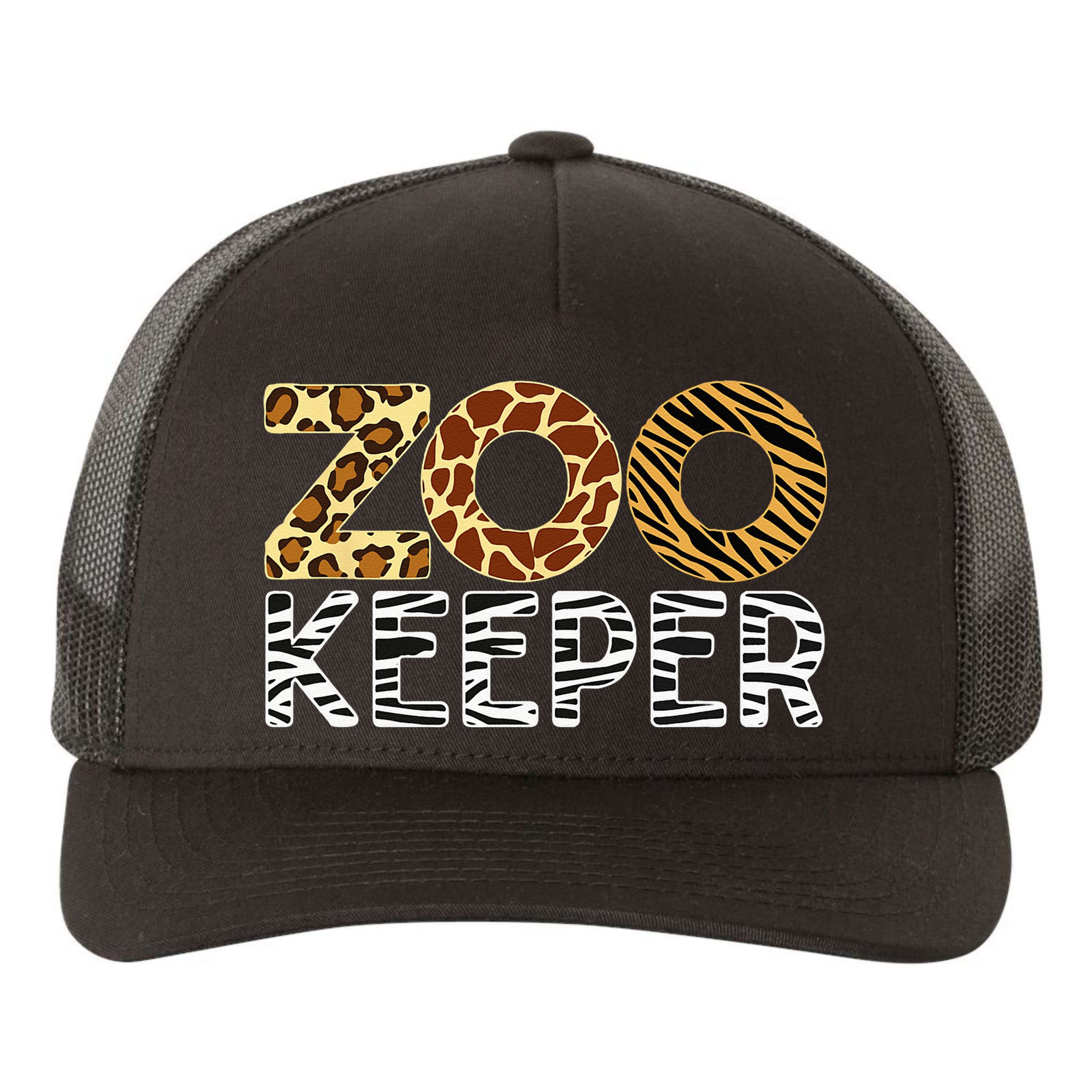 Zookeeper African Animals Zebra Wild Print Savanna Costume Yupoong Adult 5-Panel Trucker Hat