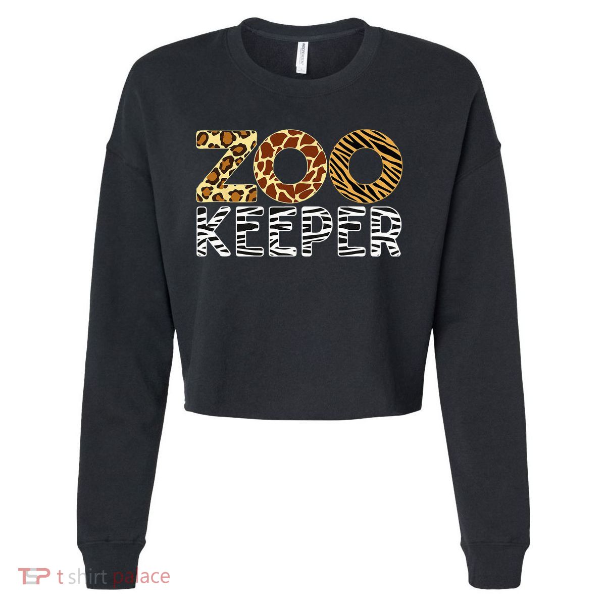 Zookeeper African Animals Zebra Wild Print Savanna Costume Cropped Pullover Crew