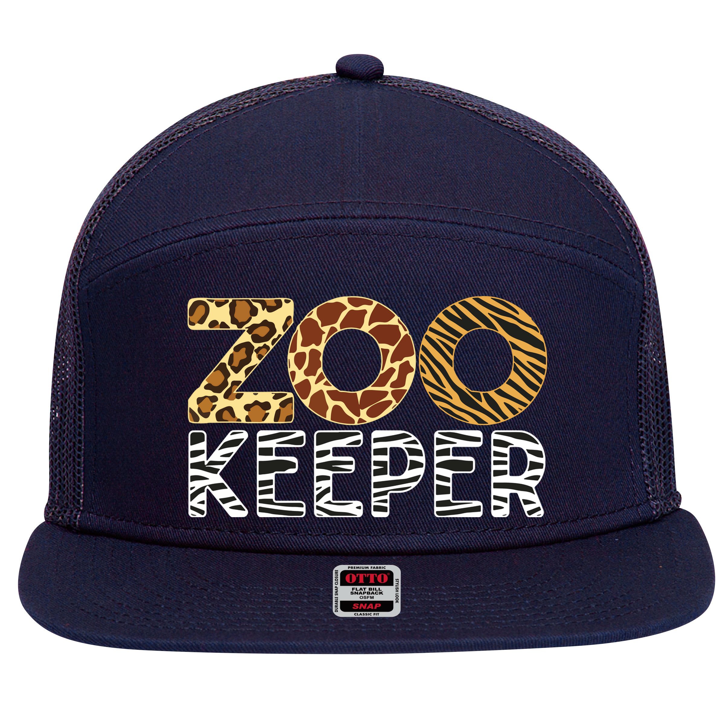 Zookeeper African Animals Zebra Wild Print Savanna Costume 7 Panel Mesh Trucker Snapback Hat