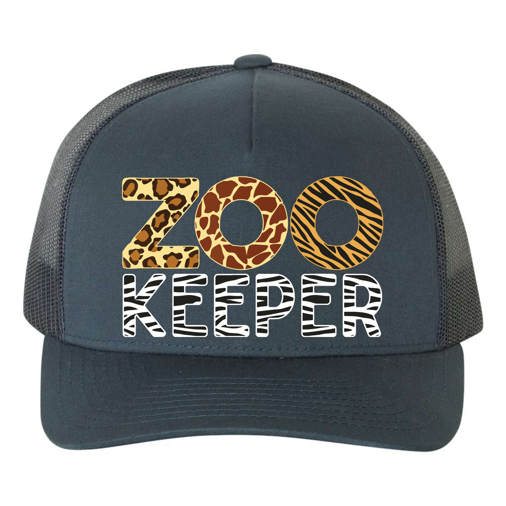 Zookeeper African Animals Zebra Wild Print Savanna Costume Yupoong Adult 5-Panel Trucker Hat