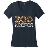 Zookeeper African Animals Zebra Wild Print Savanna Costume Women's V-Neck T-Shirt