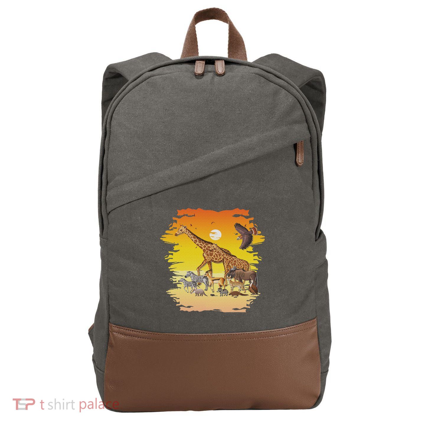 Zookeeper Africans Animal Jungle Safari Zoo Keeper Cotton Canvas Backpack