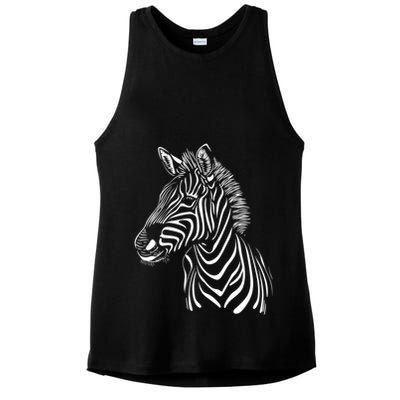 Zebra African Animal Zoo Keeper Zebra Lover Gift Ladies PosiCharge Tri-Blend Wicking Tank
