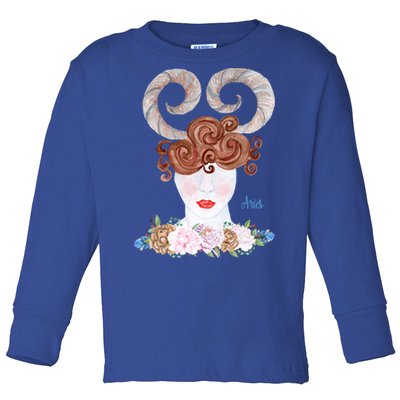 Zodiac Aries Astrology The Ram Fire Cute Gift Toddler Long Sleeve Shirt