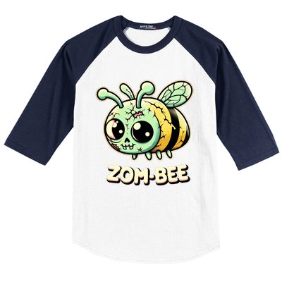 Zombee Adorably Creepy Zombie Bee Cartoon Halloween Baseball Sleeve Shirt