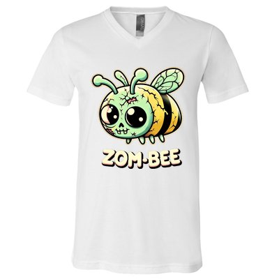 Zombee Adorably Creepy Zombie Bee Cartoon Halloween V-Neck T-Shirt