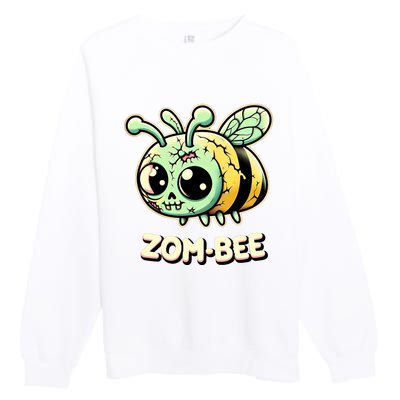 Zombee Adorably Creepy Zombie Bee Cartoon Halloween Premium Crewneck Sweatshirt