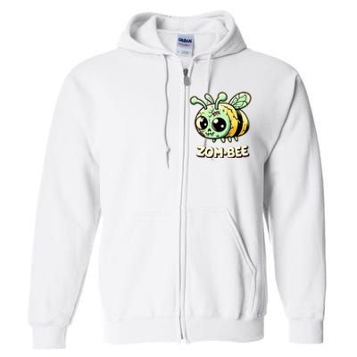 Zombee Adorably Creepy Zombie Bee Cartoon Halloween Full Zip Hoodie