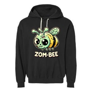 Zombee Adorably Creepy Zombie Bee Cartoon Halloween Garment-Dyed Fleece Hoodie