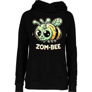 Zombee Adorably Creepy Zombie Bee Cartoon Halloween Womens Funnel Neck Pullover Hood