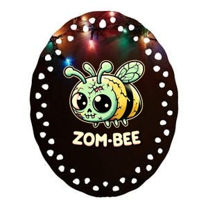 Zombee Adorably Creepy Zombie Bee Cartoon Halloween Ceramic Oval Ornament