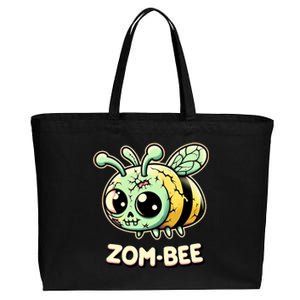 Zombee Adorably Creepy Zombie Bee Cartoon Halloween Cotton Canvas Jumbo Tote