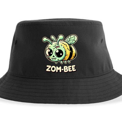 Zombee Adorably Creepy Zombie Bee Cartoon Halloween Sustainable Bucket Hat