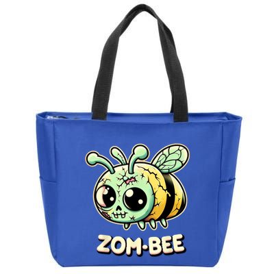 Zombee Adorably Creepy Zombie Bee Cartoon Halloween Zip Tote Bag