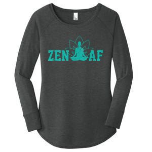 Zen AF Funny Buddhism Meditation Buddha Gift Yoga Women's Perfect Tri Tunic Long Sleeve Shirt