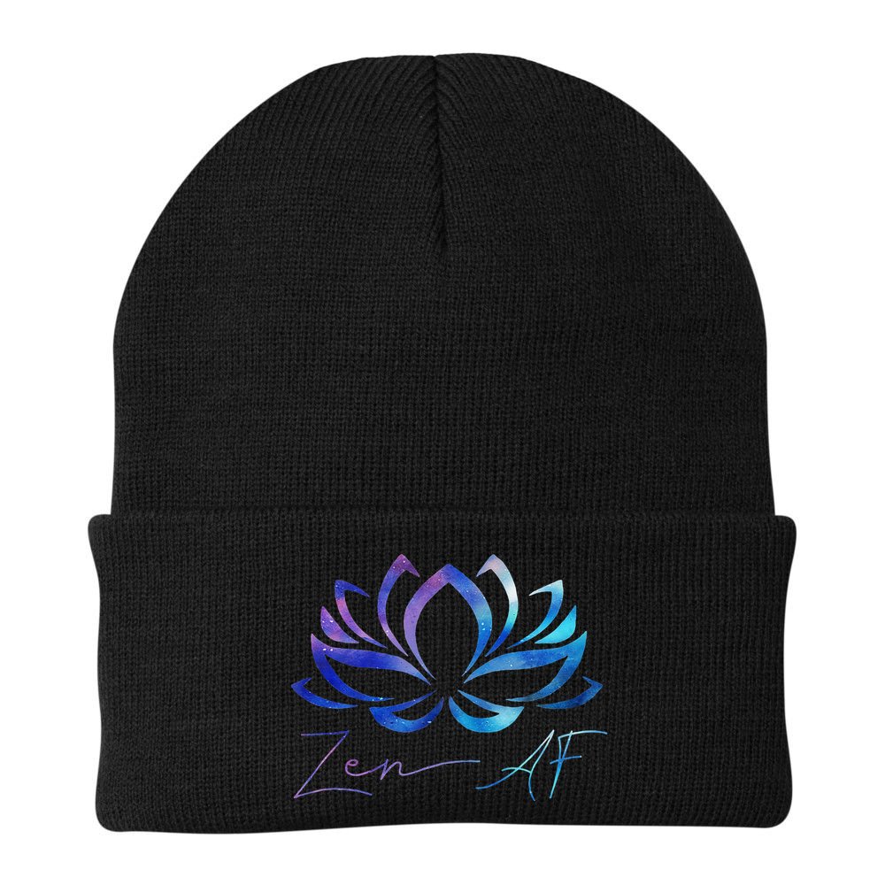 Zen AF Lotus Flower Funny Gift Yoga Clothes Spiritual Gifts Beanie