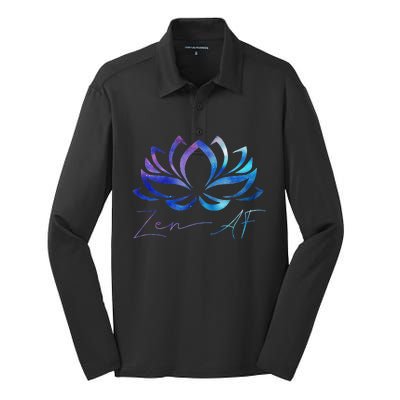 Zen AF Lotus Flower Funny Gift Yoga Clothes Spiritual Gifts Silk Touch Performance Long Sleeve Polo