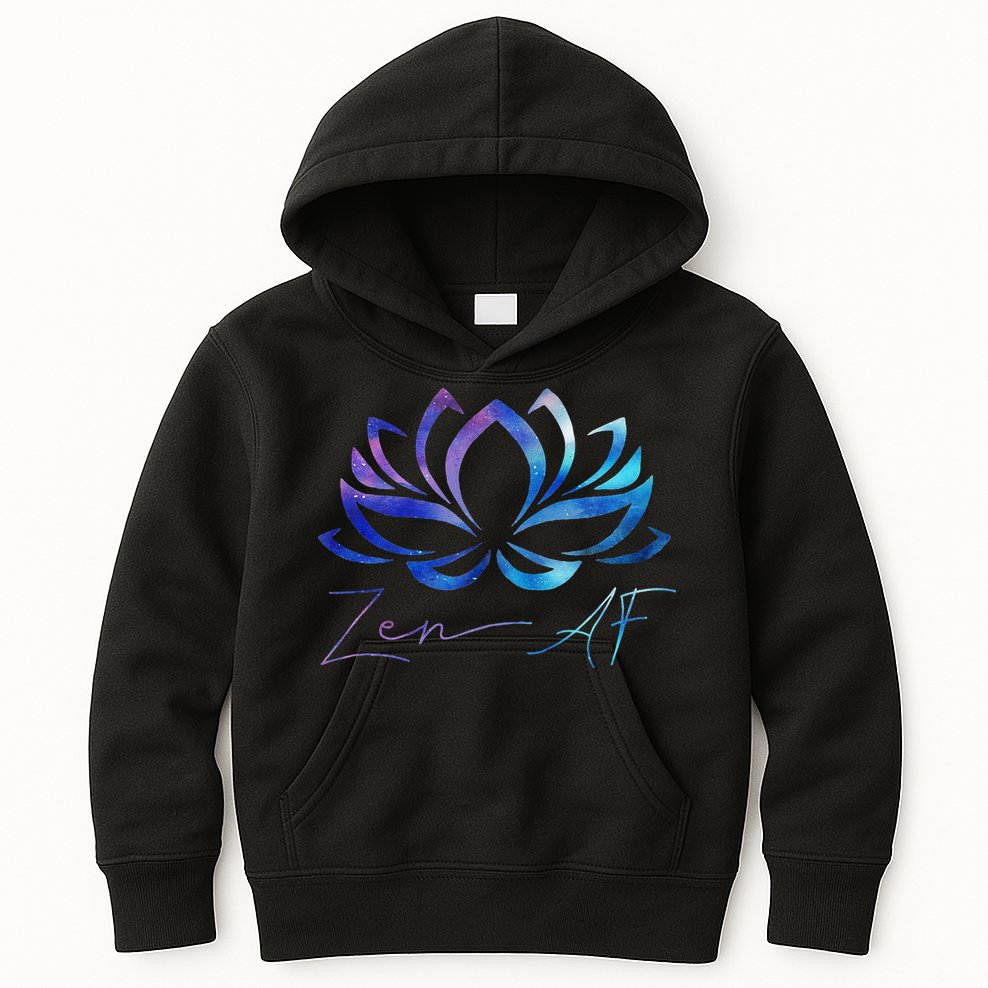Zen AF Lotus Flower Funny Gift Yoga Clothes Spiritual Gifts Kids Hoodie